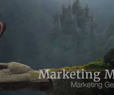 hot air balloon landing on giant stone carved hand in dream like setting Marketing Myth #17 Marketing Gets You Clients