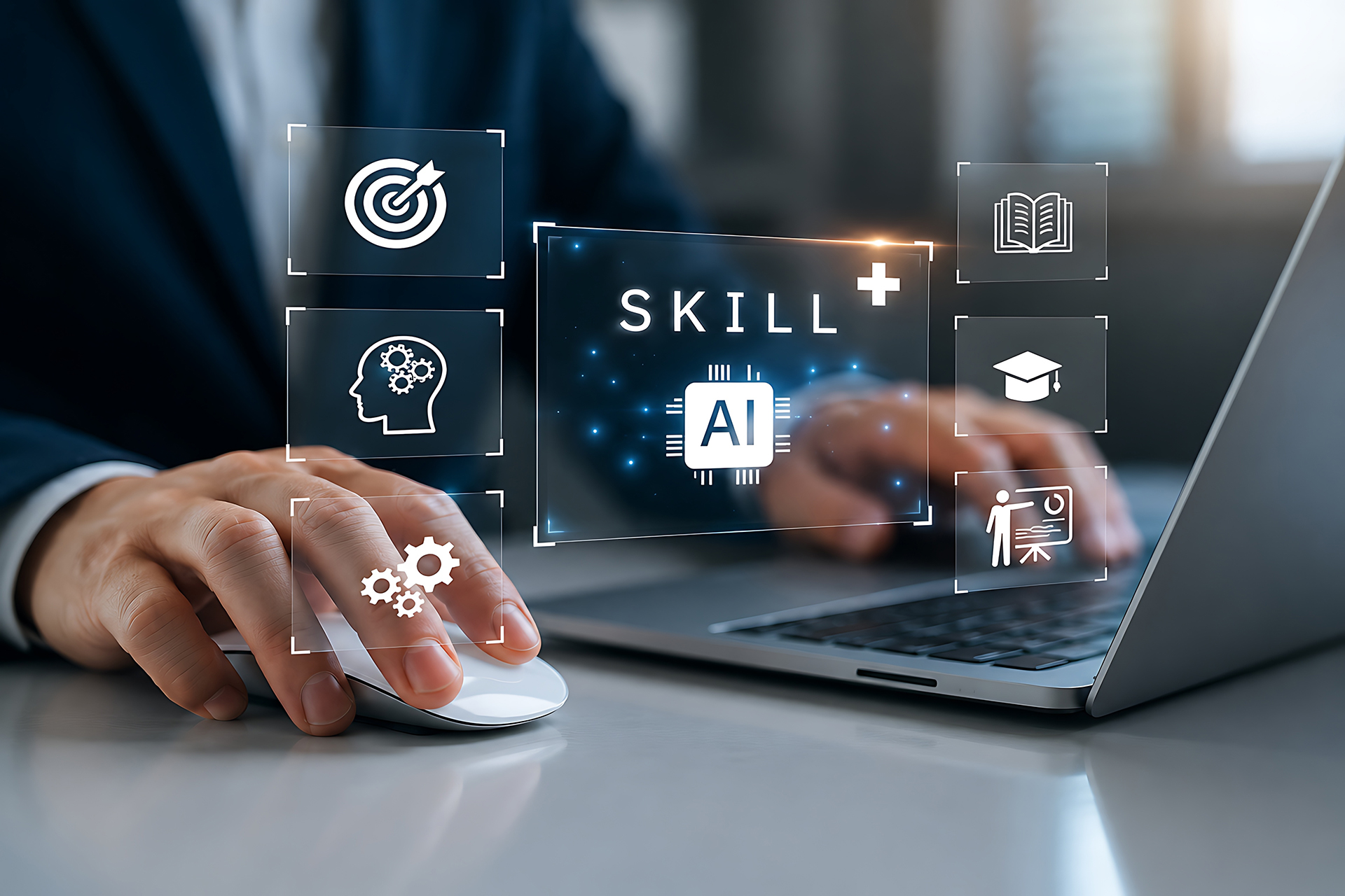 Artificial intelligence skill development concept showing person