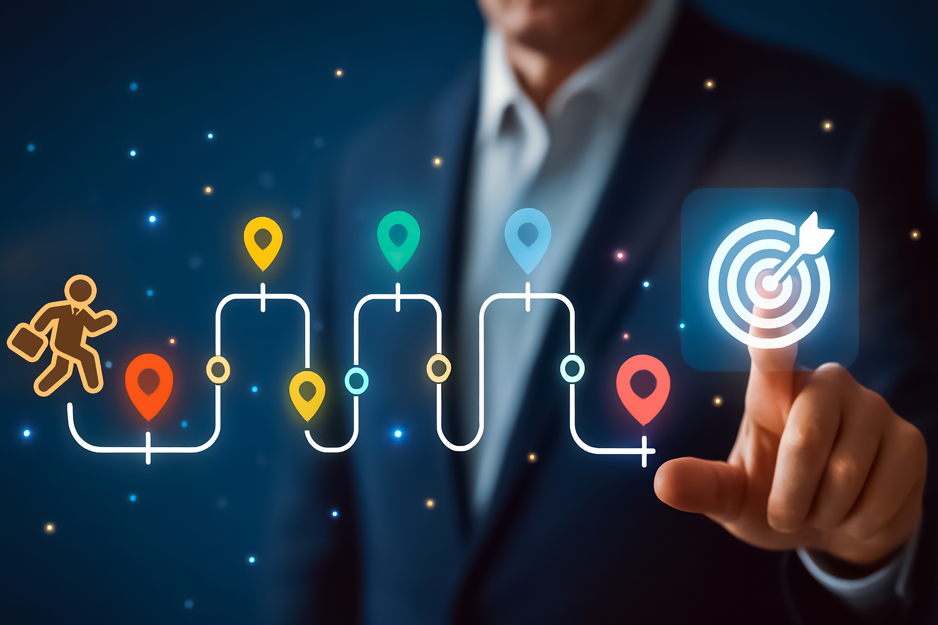 businessman pressing social network icon - Strategic Roadmap Int